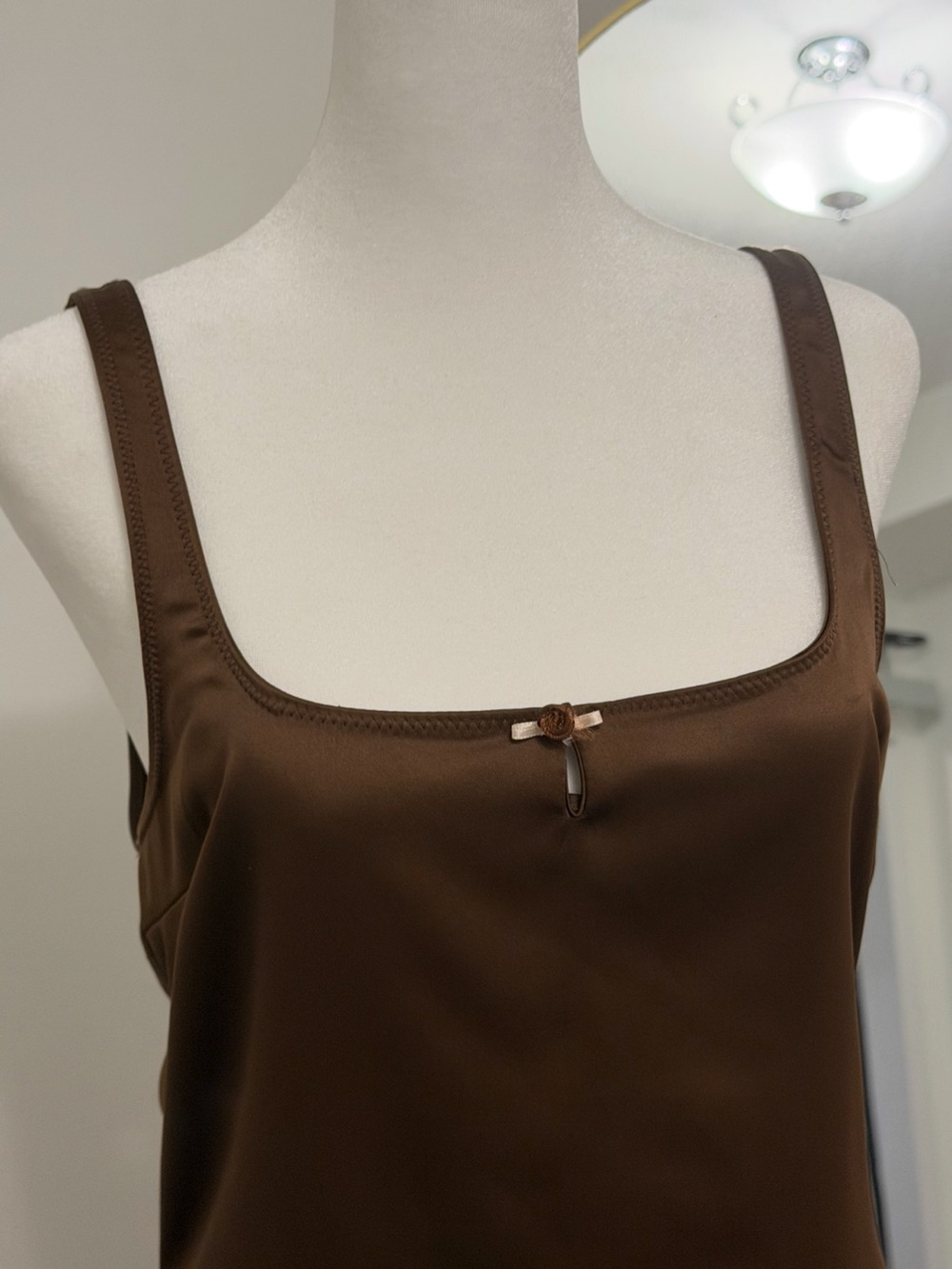 Zara Chocolate Brown Slip Dress with Bow Detail - Picture 2 of 3